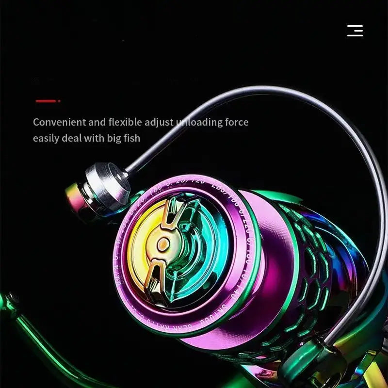 Colorful Metal Spinning Reel 1000-6000 Long Casting Fishing Reel Gapless Black Fishing Reel 5.0 High Speed