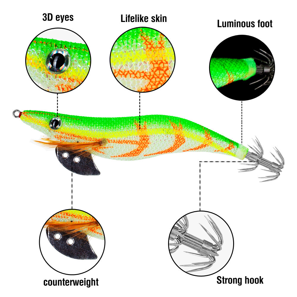 INTENSA ATOLL Ensemble de 10 leurres spéciaux phosphorescents pour crevettes, calmars et seiches