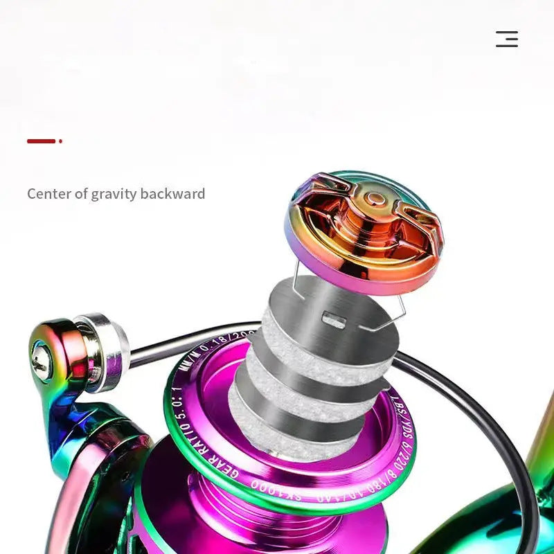 Colorful Metal Spinning Reel 1000-6000 Long Casting Fishing Reel Gapless Black Fishing Reel 5.0 High Speed