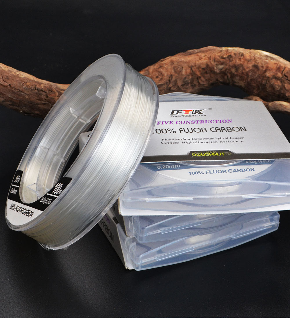 Fil de pêche FTK 100 % fluorocarbone résistant à l'abrasion (100 mètres)
