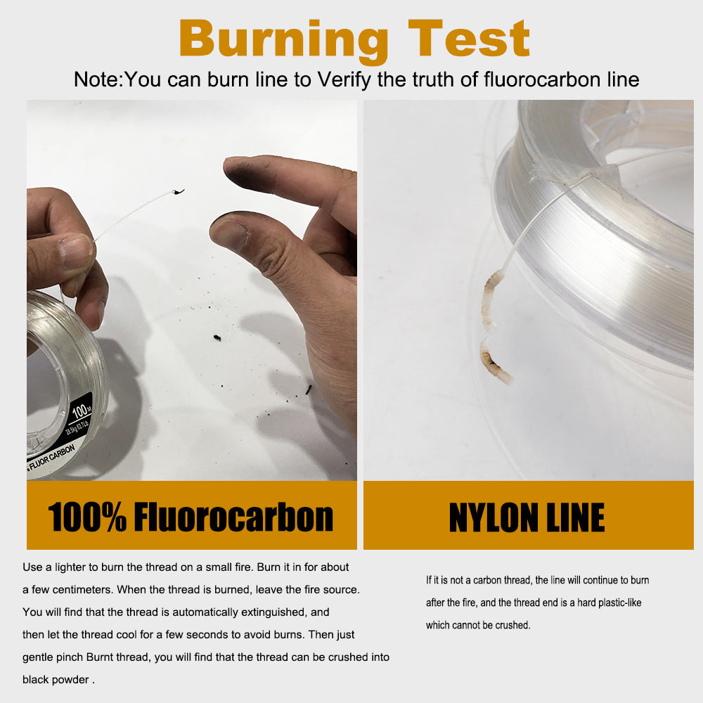 Fil de pêche FTK 100 % fluorocarbone résistant à l'abrasion (100 mètres)