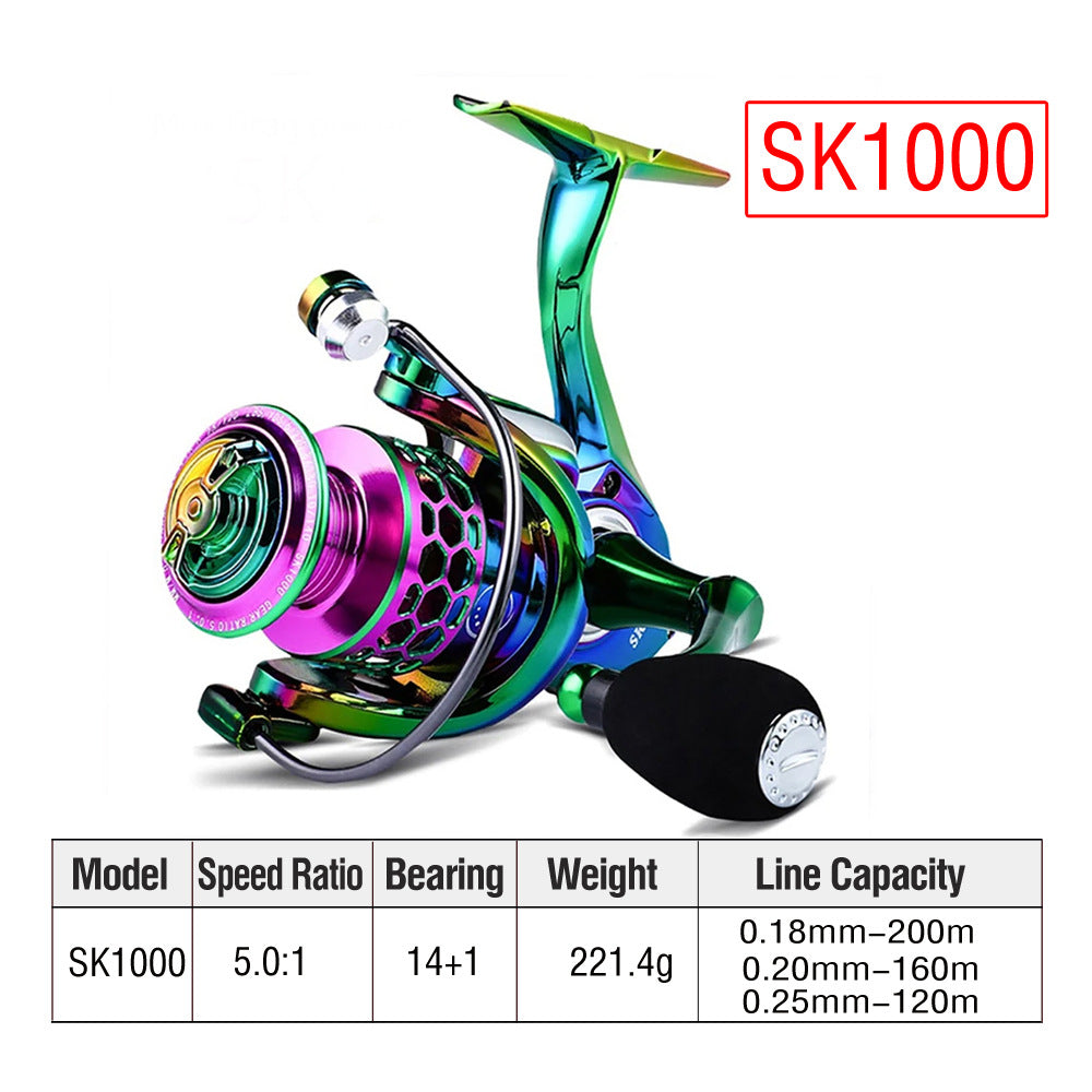 Colorful Metal Spinning Reel 1000-6000 Long Casting Fishing Reel Gapless Black Fishing Reel 5.0 High Speed