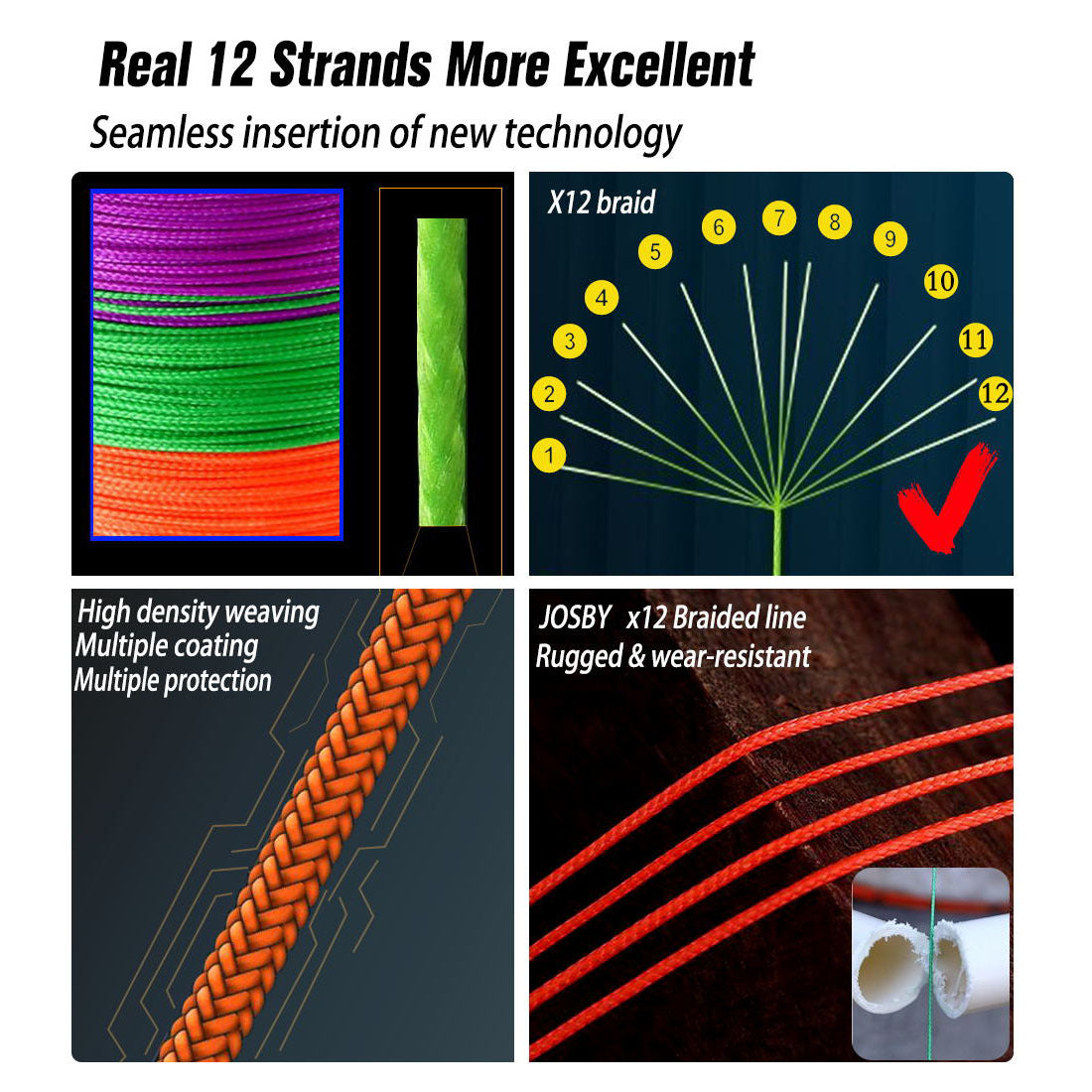 JOSBY 12 Strands Braid PE Fishing Line