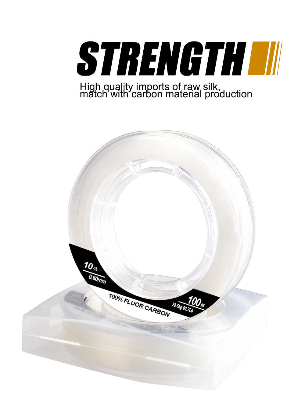 Fil de pêche FTK 100 % fluorocarbone résistant à l'abrasion (100 mètres)