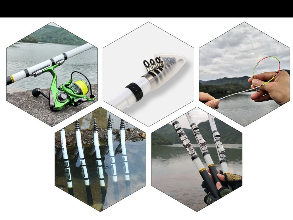 Canne à pêche et moulinet à lancer ultra-légers et portables en fibre de carbone JOSBY 