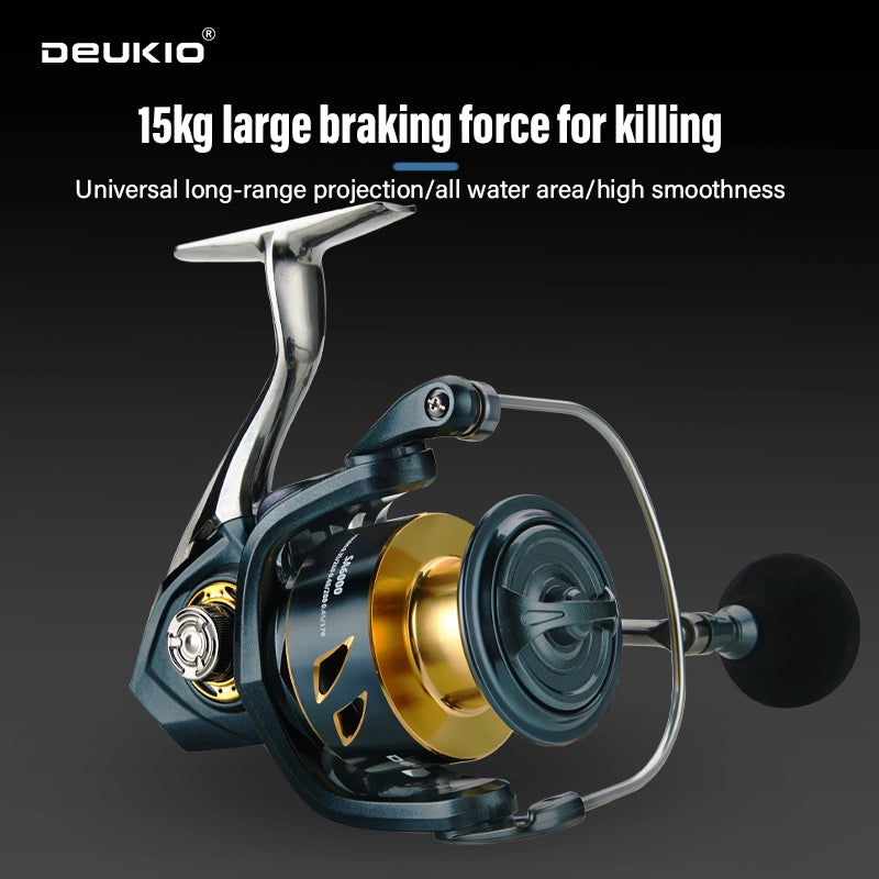 DEUKIO SA Waterproof Spinning Reel featuring a CNC Metal Handle