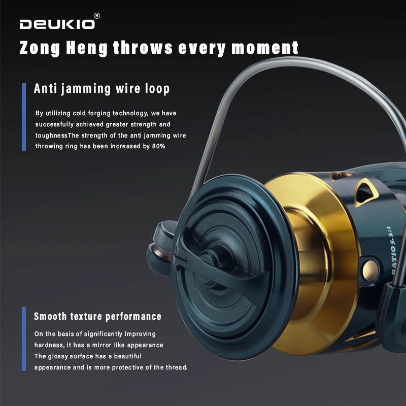 DEUKIO SA Waterproof Spinning Reel featuring a CNC Metal Handle